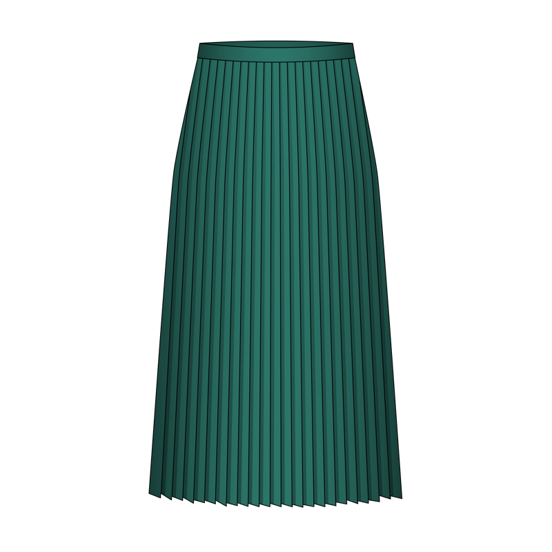 アコーディオンプリーツスカート(accordion pleat skirt,accordion pleated skirt)のイラスト