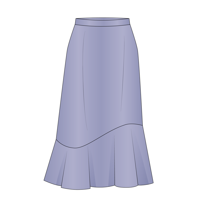 イレギュラーヘムスカート(irregular hem skirt,hem skirt)のイラスト