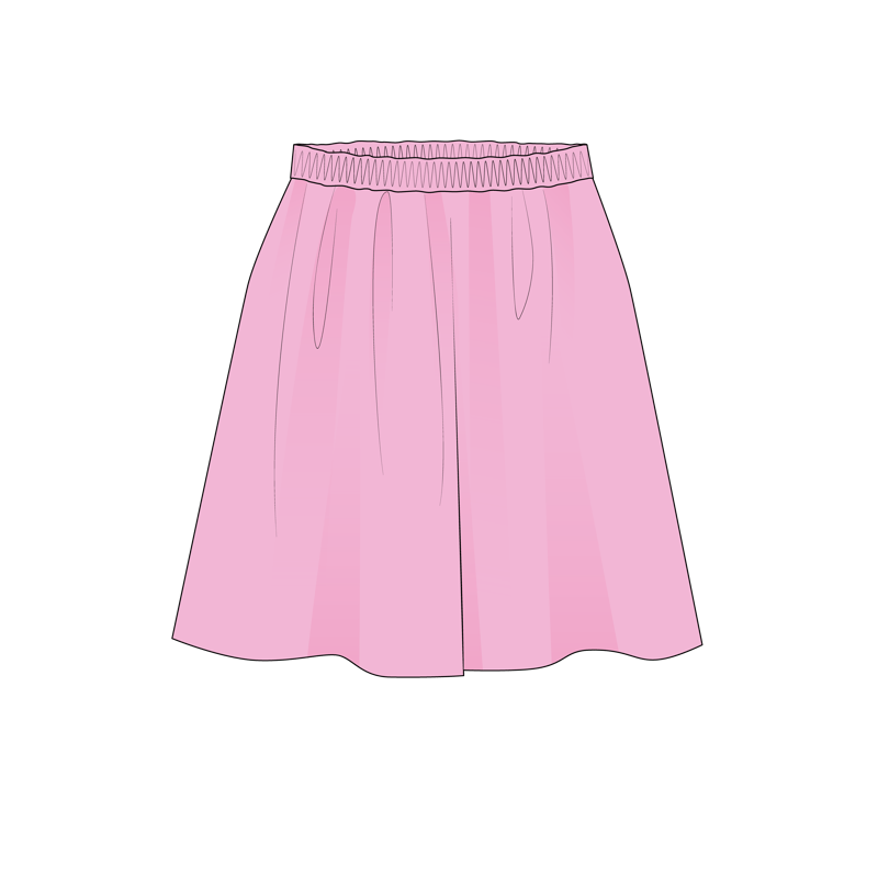 キュロットスカート(culotte skirt,divided skirt)のイラスト