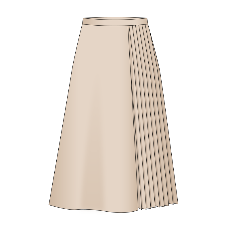 サイドプリーツスカート(side pleats skirt)のイラスト