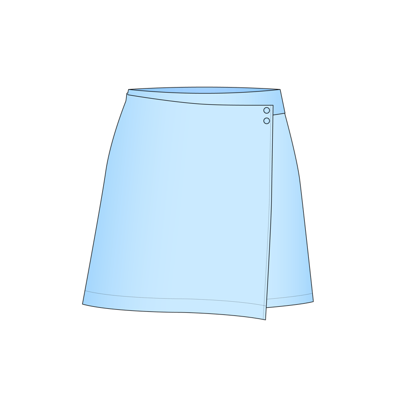 スコート(skort,wrap culotte skirt)のイラスト