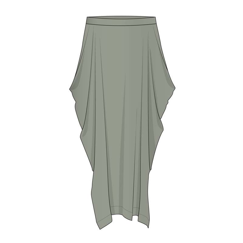 ドレープスカート(draped skirt)のイラスト