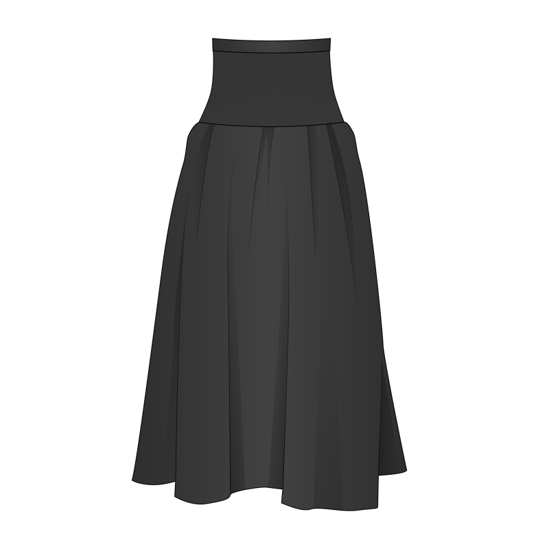 ハイウエストスカート(high waist skirt,empire skirt)のイラスト
