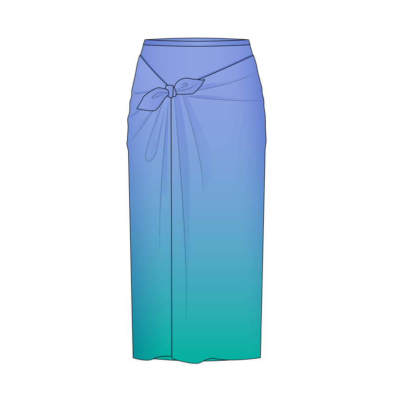 パレオスカート(pareo skirt,sarong skirt)のイラスト