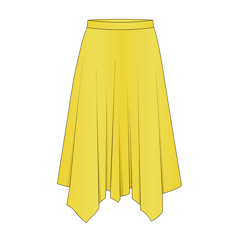 ハンカチーフヘムスカート(handkerchief heme skirt)のイラスト