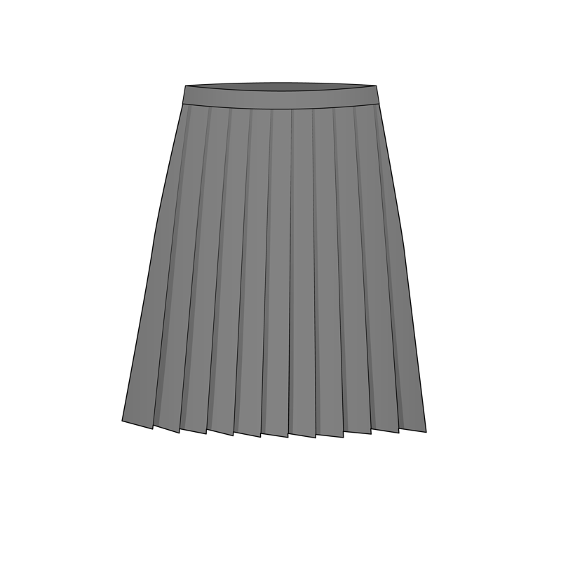 プリーツスカート(pleats skirt,pleated skirt)のイラスト