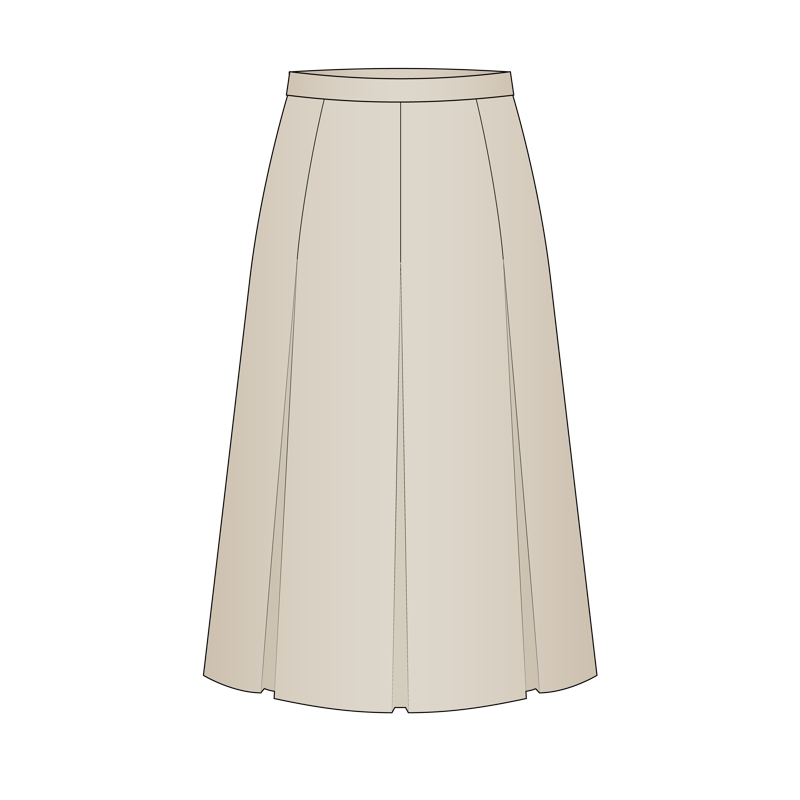 ボックスプリーツスカート(box pleat skirt,box pleated skirt)のイラスト