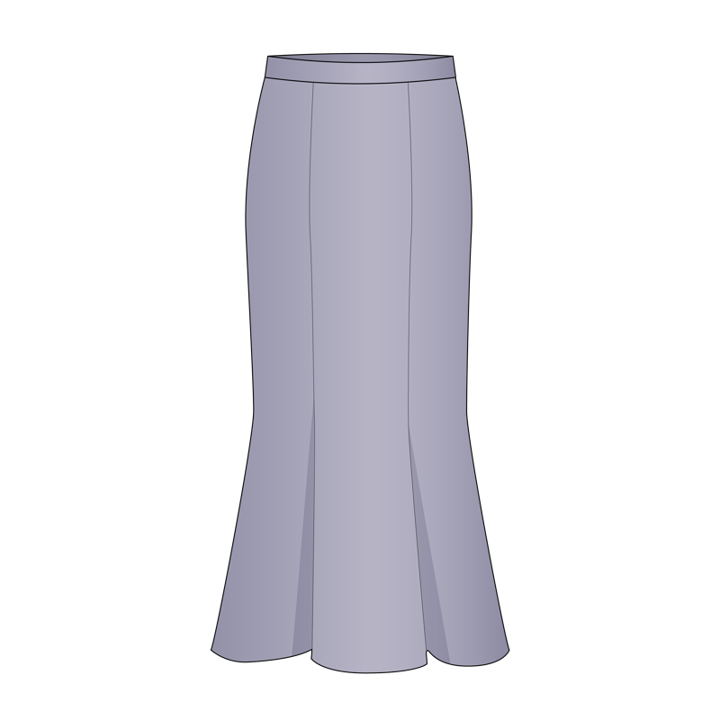 マーメイドスカート(mermaid skirt,mermaid line skirt)のイラスト