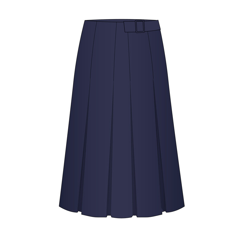 ミモレスカート(mimollet skirt,midi skirt)のイラスト