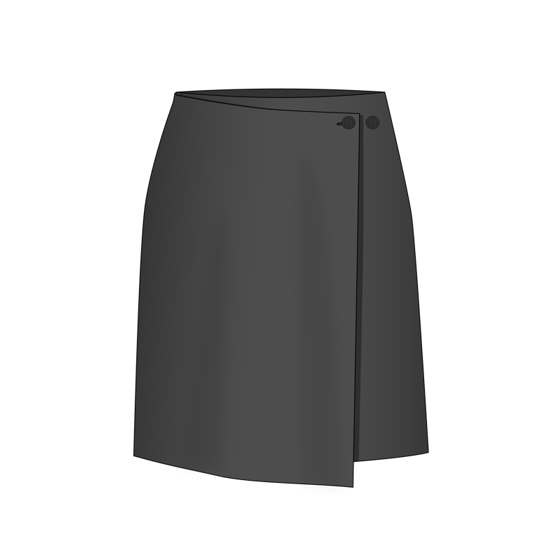 ラップスカート(wrap skirt,wrap around skirt)のイラスト