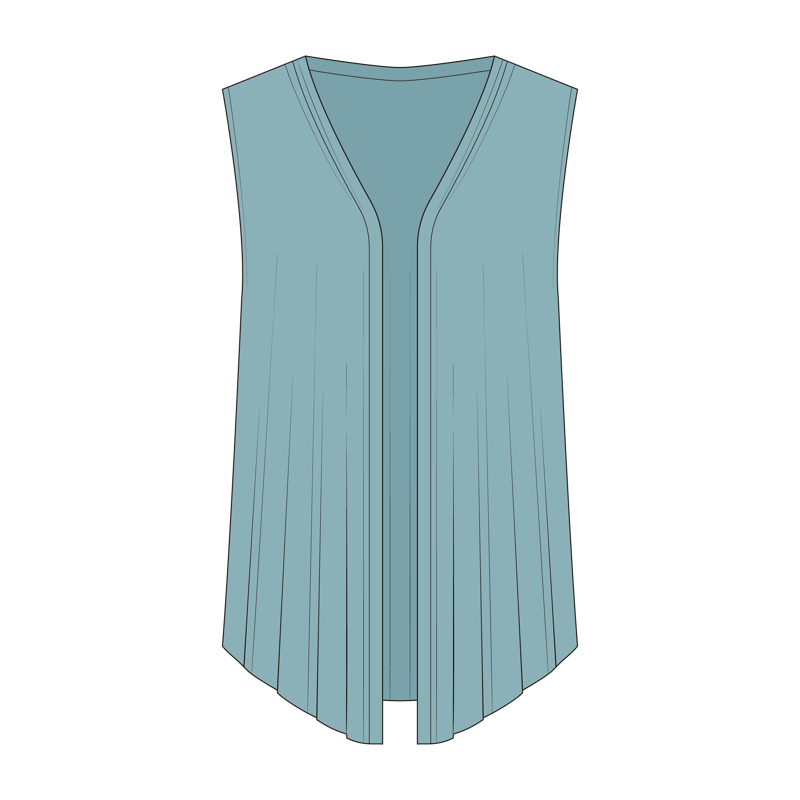 オープンフロントベスト(open front vest)のイラスト