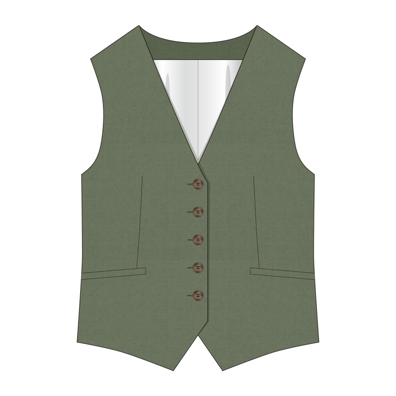 カラーレスベスト(collarless vest)のイラスト