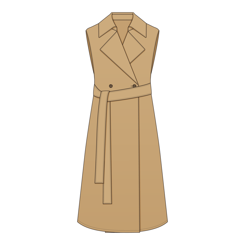 トレンチジレ(trench gilet)のイラスト