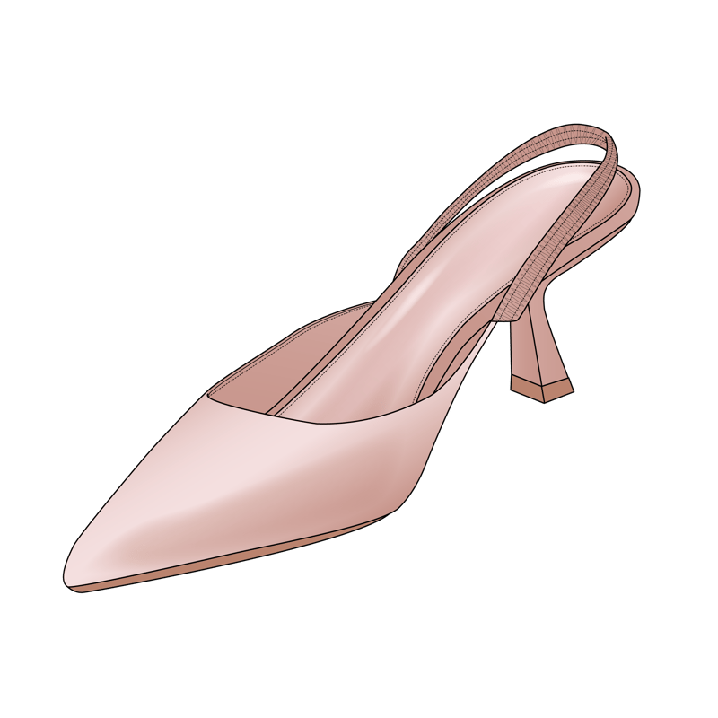 バックストラップシューズ(back strap shoes,sling back)のイラスト