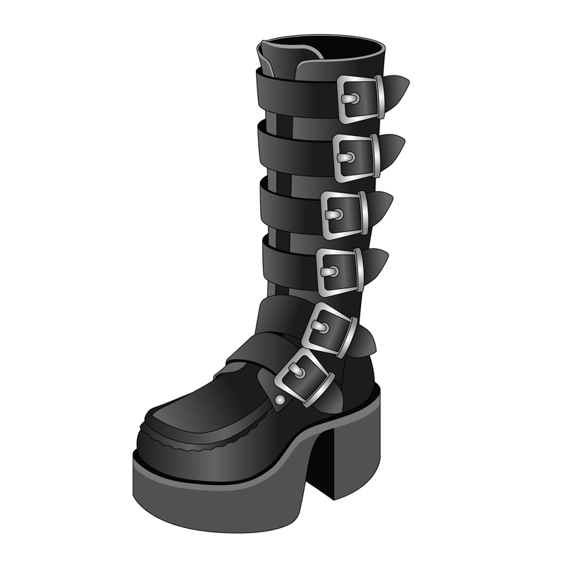 ベルテッドブーツ(belted boots,buckle boots)のイラスト