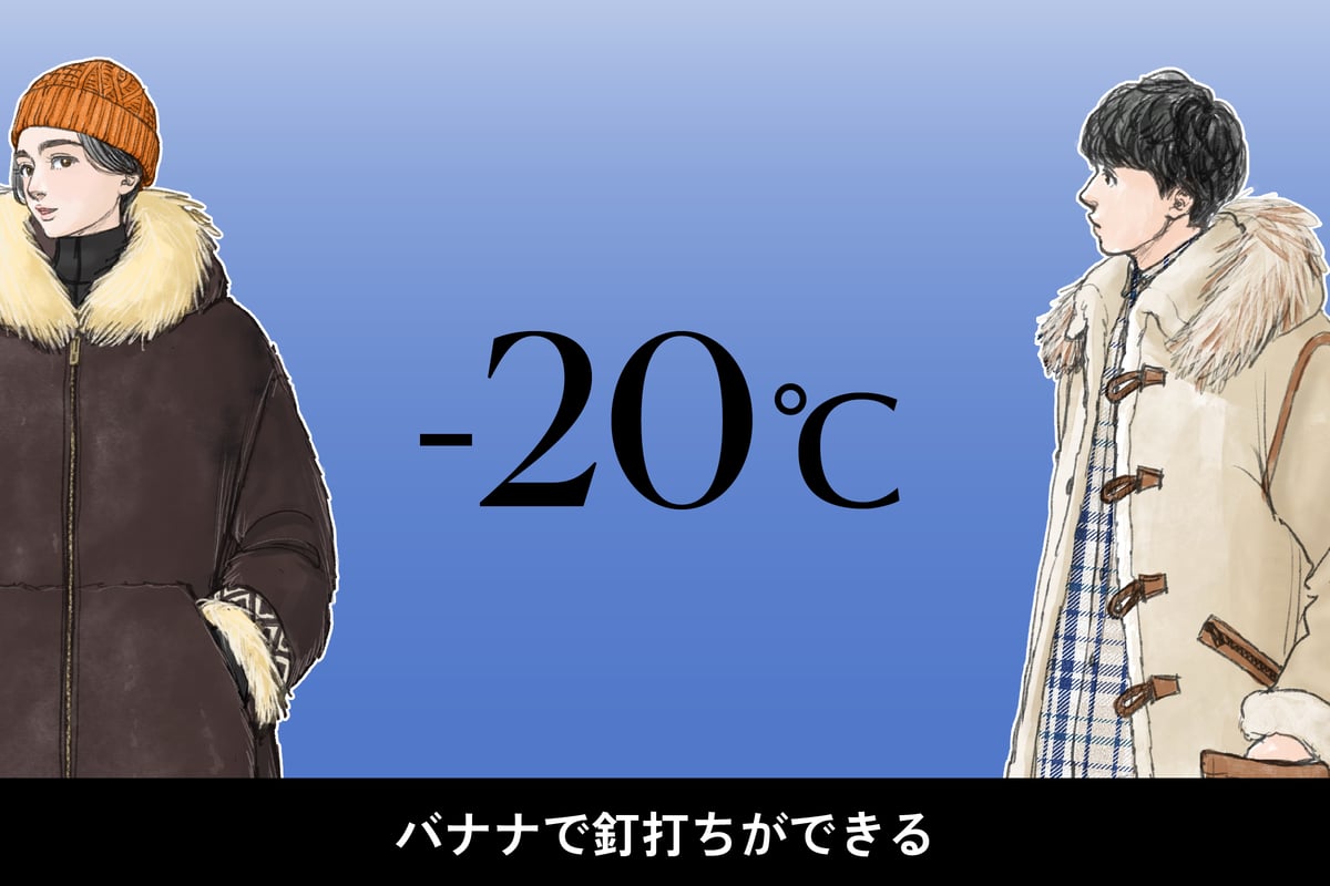 気温-20度、男女別の最適な服装のイラスト