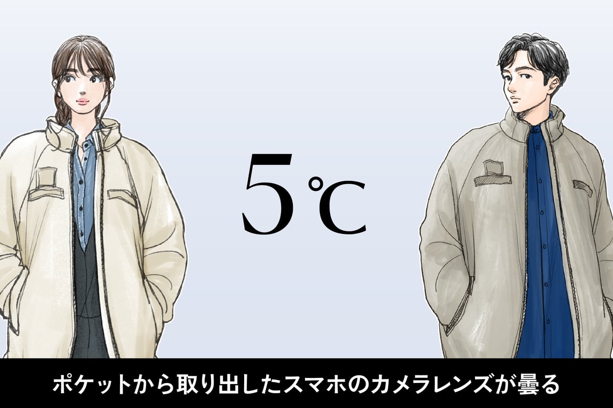 気温5度、男女別の最適な服装のイラスト