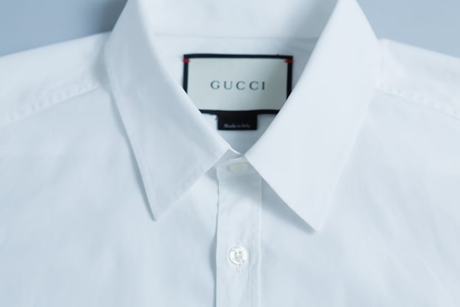 GUCCIの白いシャツ GUCCI - GUCCI / グッチ | skinny / パネル レギュラーカラー