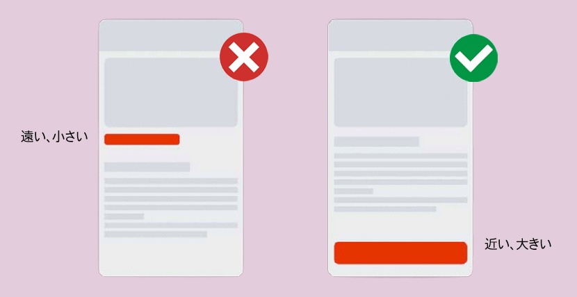 ボタンは大きく親指に近い方が利用体験が高い