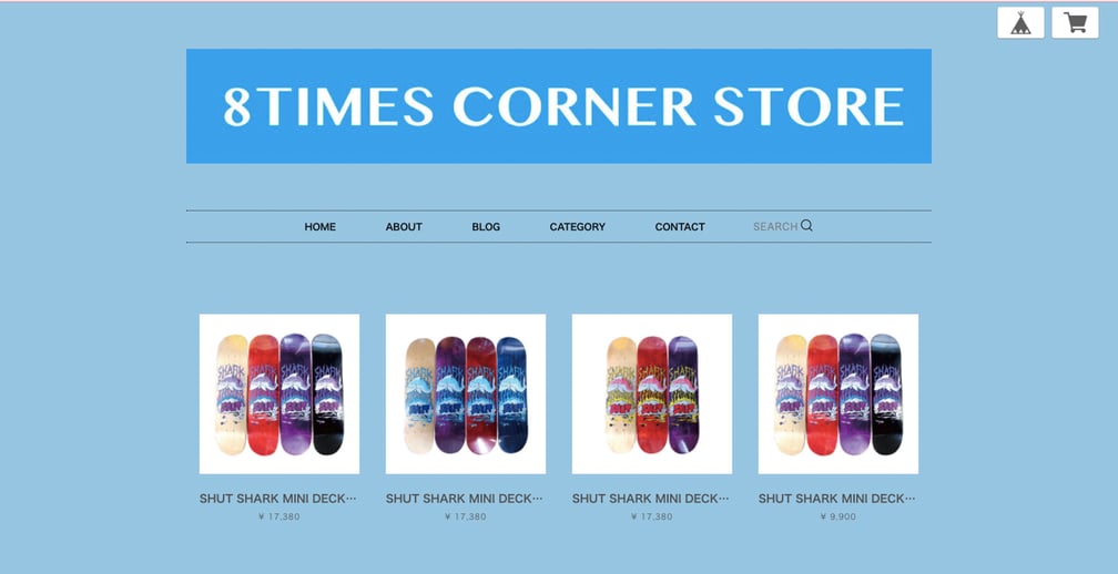 「8 times corner store」 公式サイト