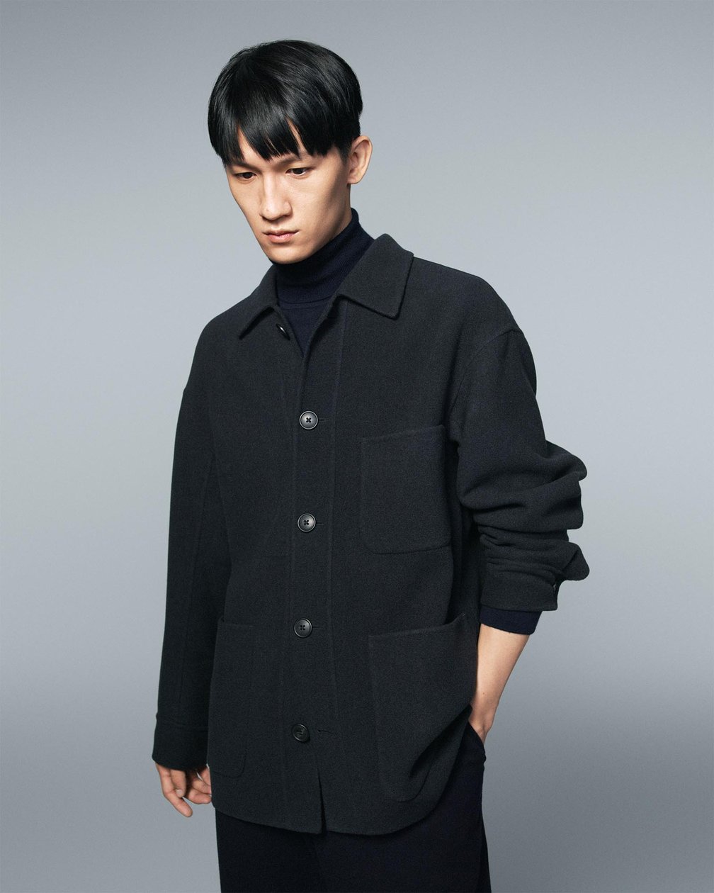 新品 ユニクロ +J ウールブレンド オーバーサイズシャツ