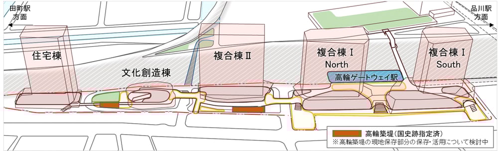 4つの建物が並ぶ街