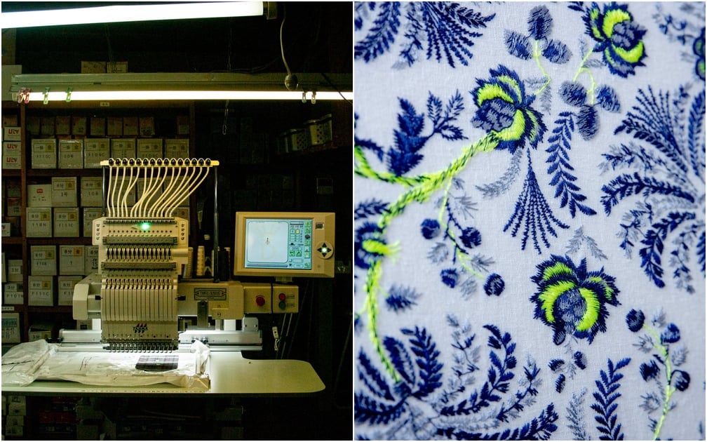 現在でも稼働している機械と刺繍