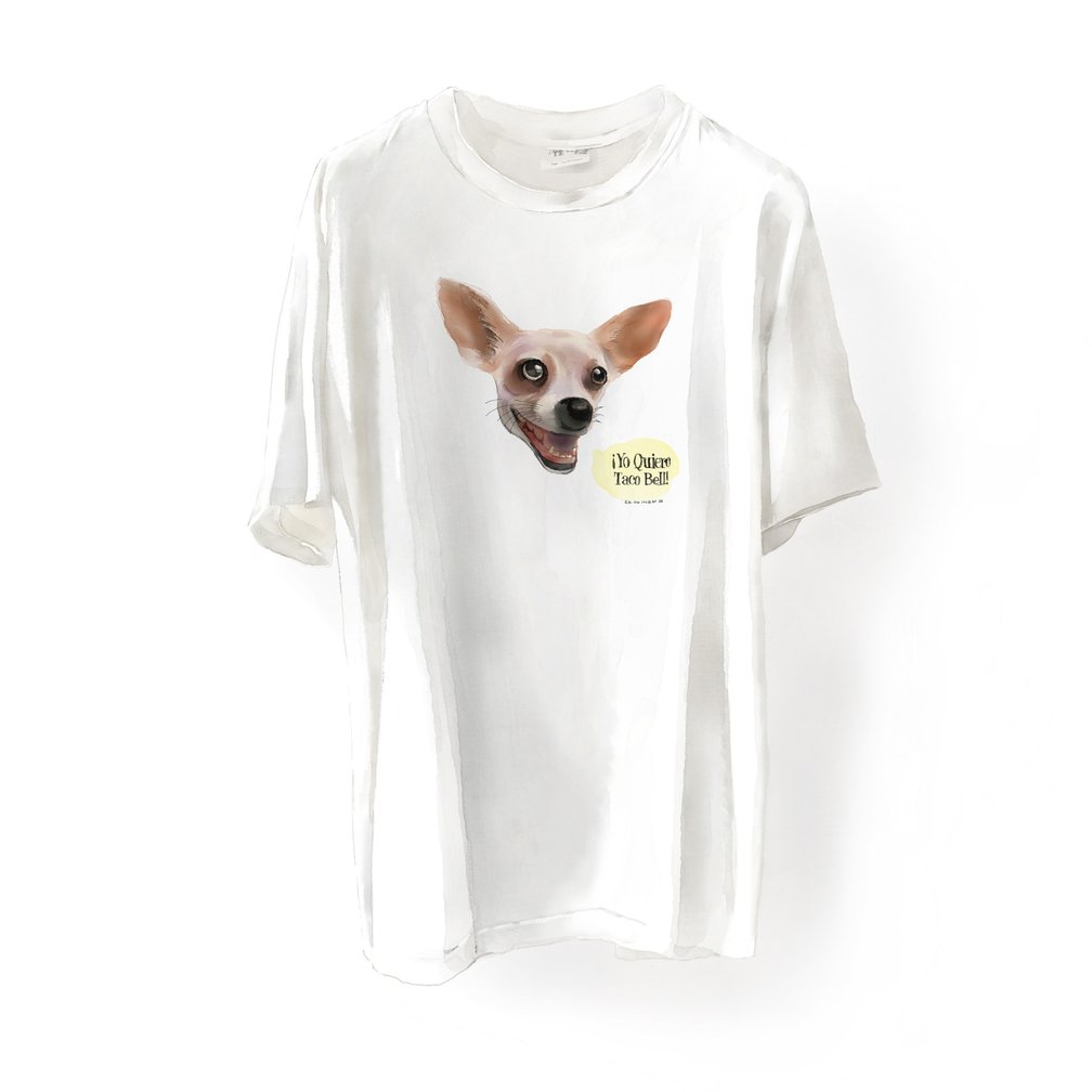 チワワの写真をプリントしたTシャツのイラスト