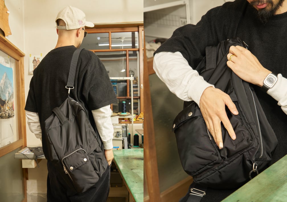 バッグを肩にかけている人、手で持っている人。