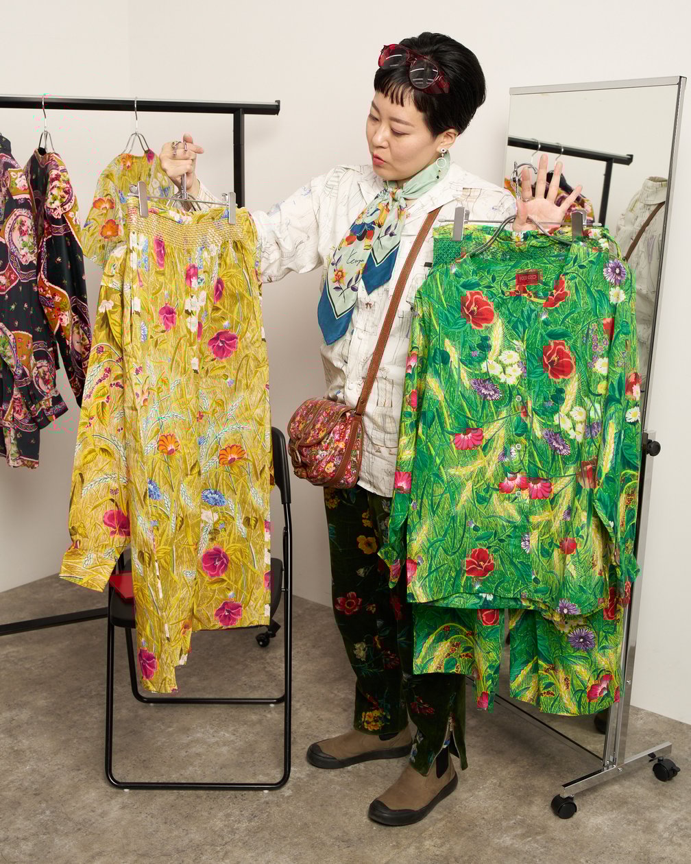 KENZO PARIS 1980's 綿麻花柄セットアップ