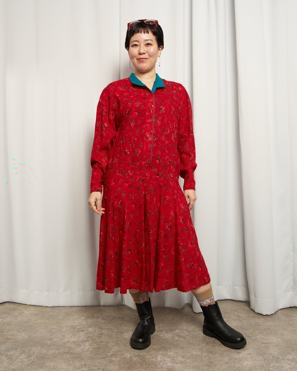 KENZO PARIS スタンドカラーロングワンピース