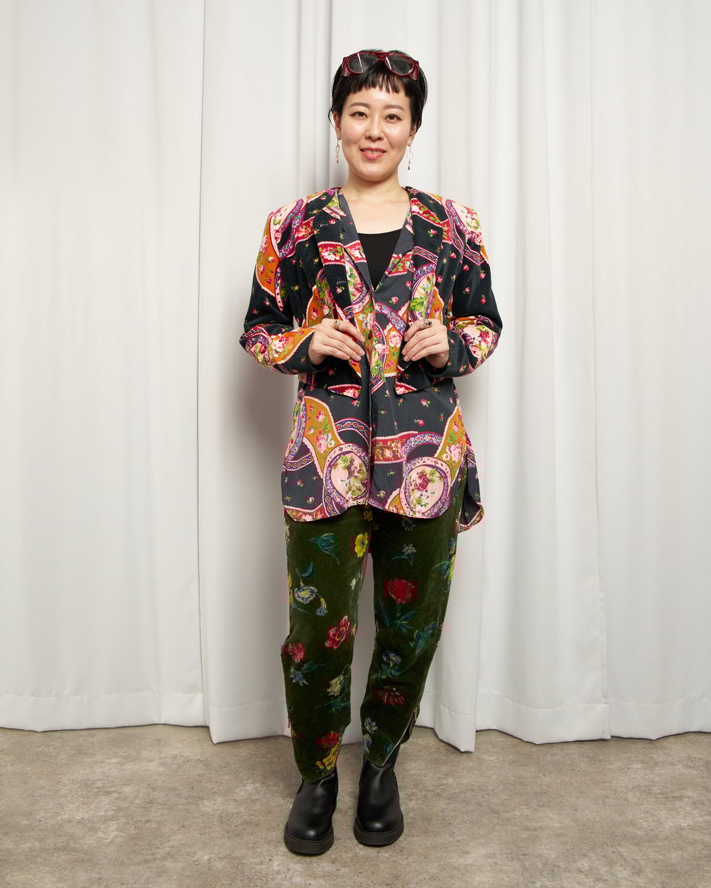 KENZO CITY 1980's 花柄ブラウス&ノーカラージャケット