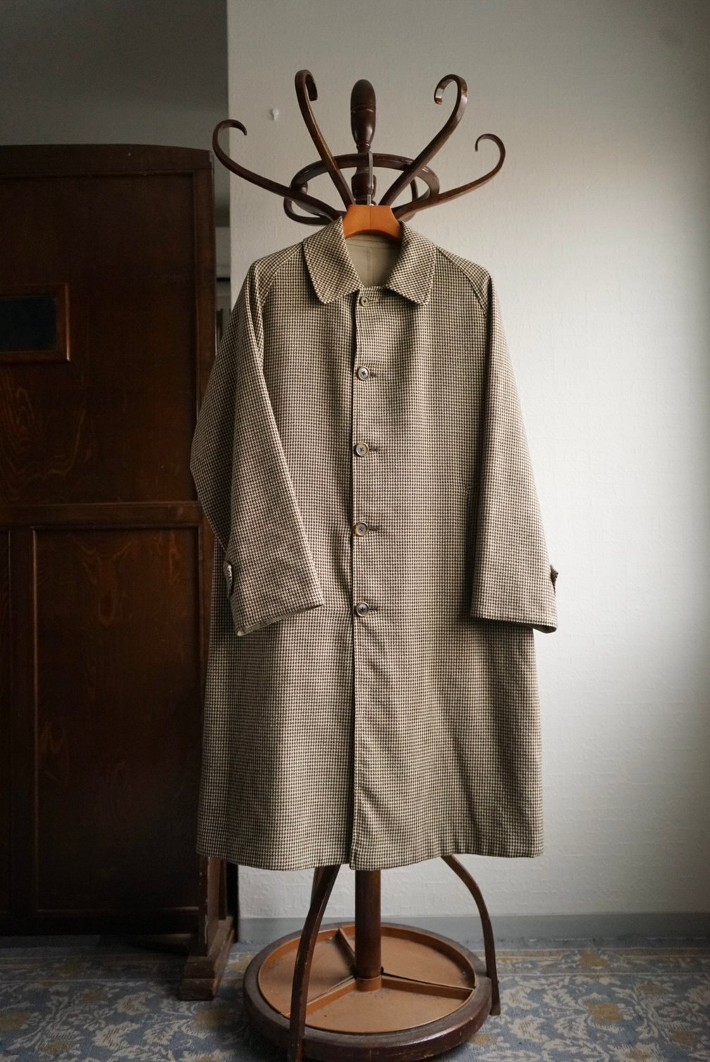 1980's BURBERRY "HOUND'S TOOTH " REVERSIBLE BALMACAAN COAT 一枚袖