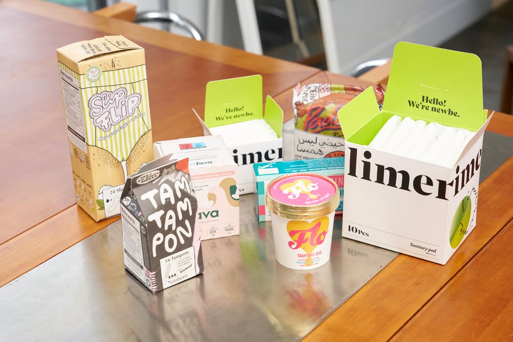 海外の様々なデザインの生理用品とlimerimeの製品