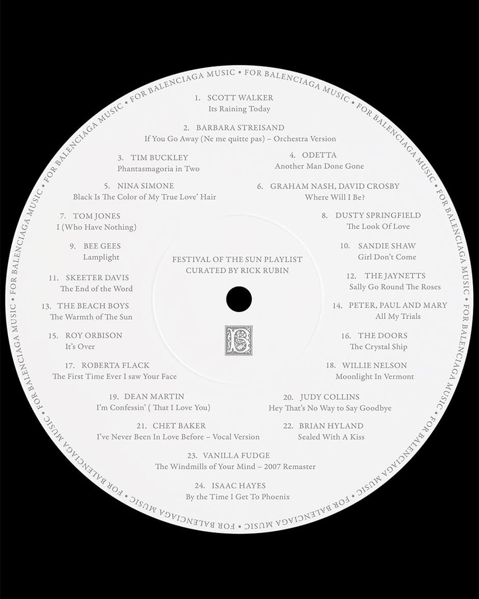 リック・ルビーンがキュレーションした「BALENCIAGA MUSIC」のプレイリスト(イメージ画像)
