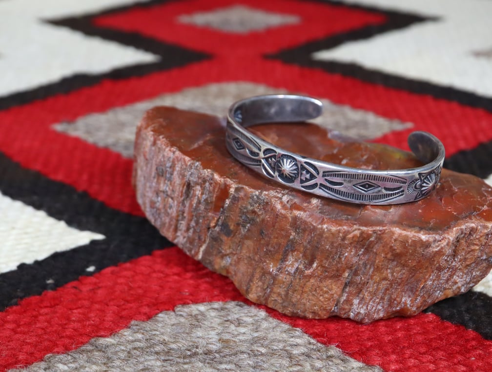 GARDEN OF THE GODS 卍 Stamped Ingot Coin Silver Cuff c.1925
