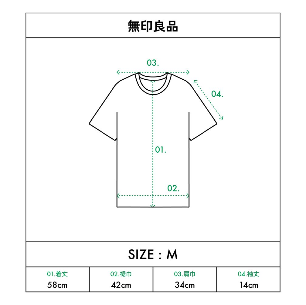 「無印良品」汗染み防止Tシャツのサイズ感