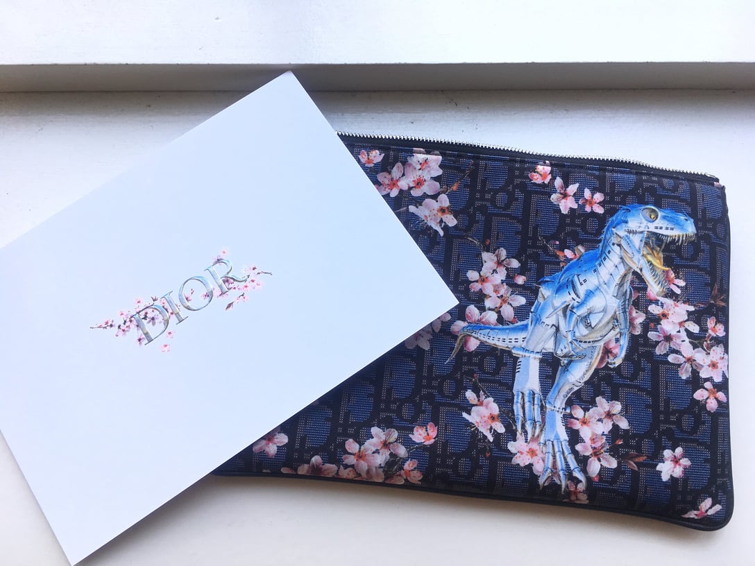 DIOR キムジョーンズ×空山基さん 恐竜と桜のデザインポーチ DIOR キムジョーンズ×空山基さん 恐竜と桜のデザインポーチ