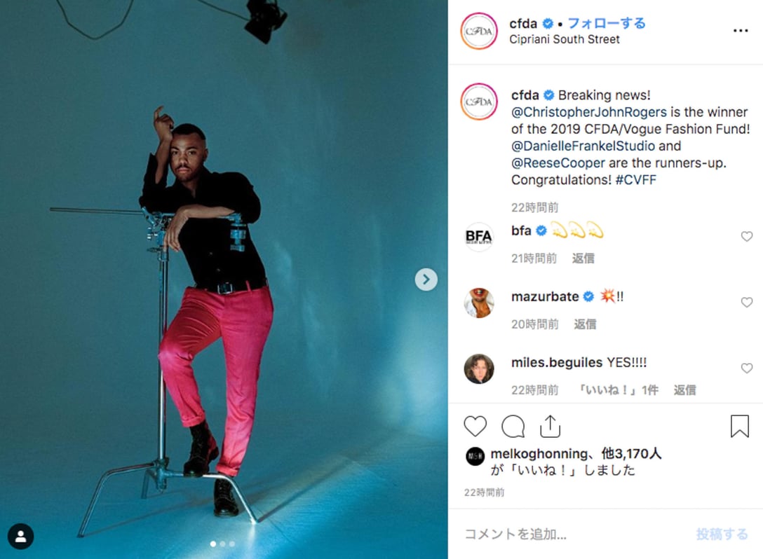 CFDAのインスタグラムより