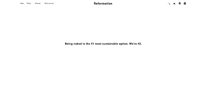 ↑キャッチコピーは”Being naked is the #1 most sustainable option. We’re #2. : 一番環境に優しいのは何も着ないこと。私たちは2番目ね ”