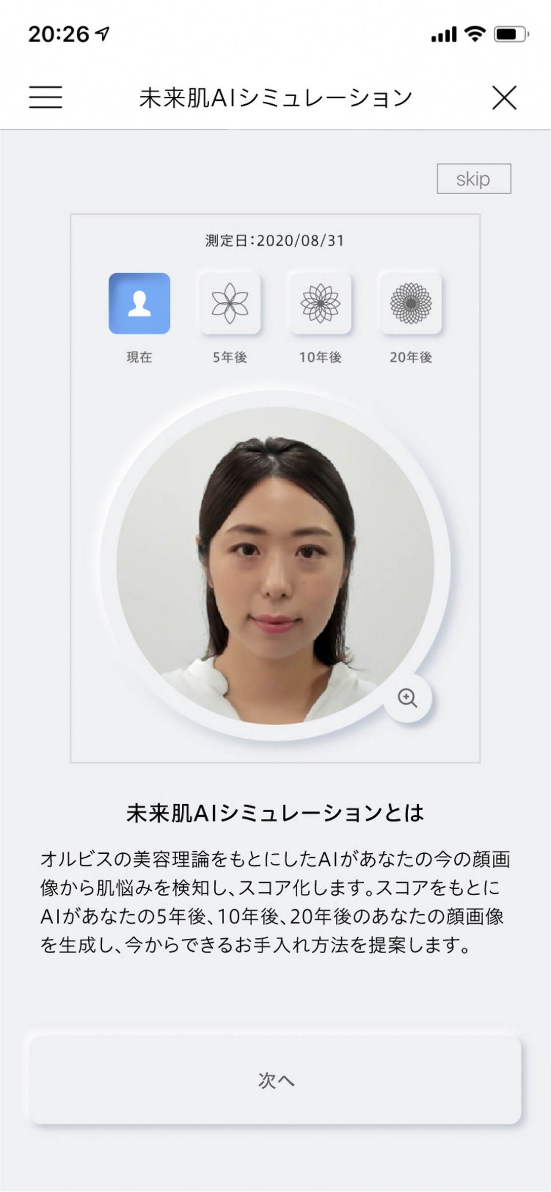 未来肌AIシミュレーションの利用イメージ Image by オルビス