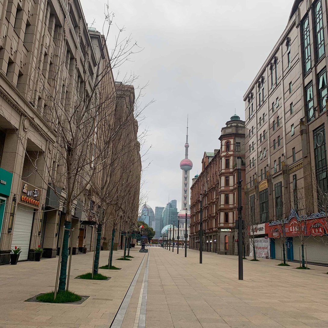 誰もいない上海のストリート