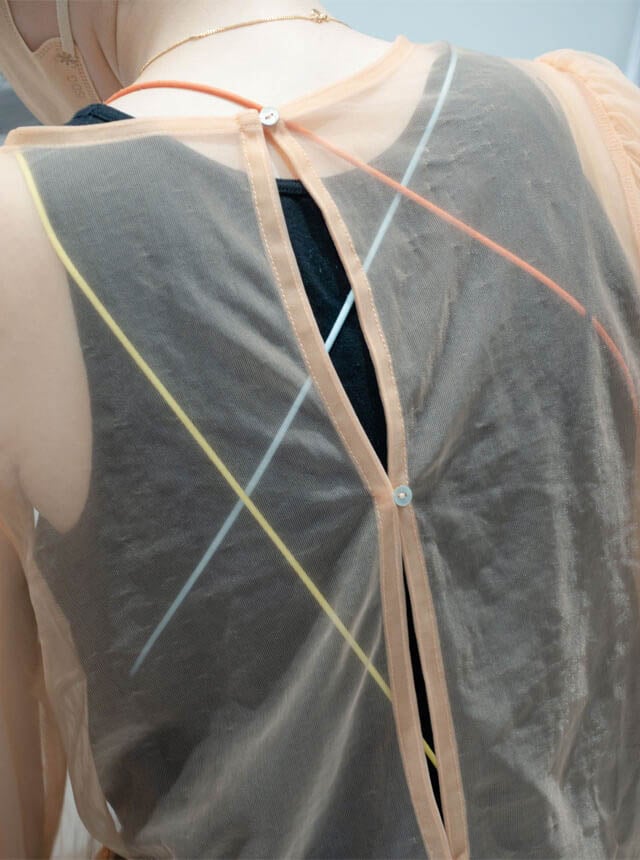 嶌村吉祥丸作品　シースルーの服を着た背中の写真