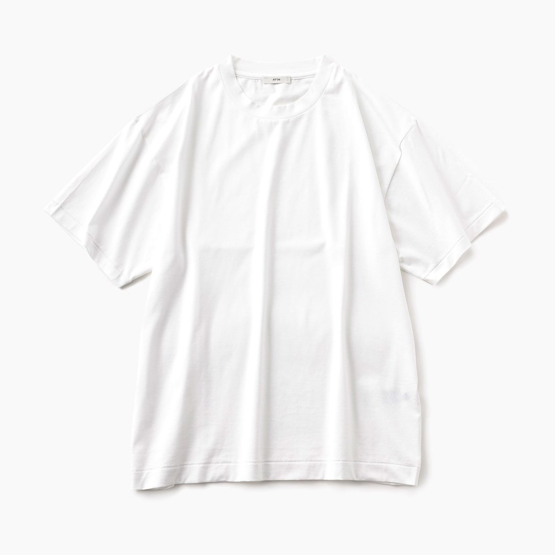 白のスビンコットンオーバーサイズTシャツ