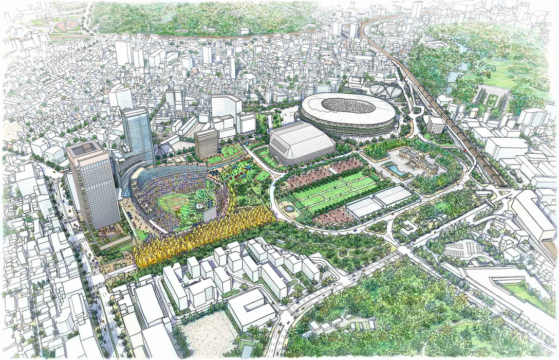 東側から計画地を望むイメージパース Image by 三井不動産
