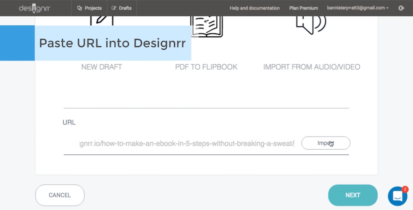 DesignrrにブログのURLをペーストして、テンプレートを選ぶだけで、ブログの内容を元としたE-bookが完成する。