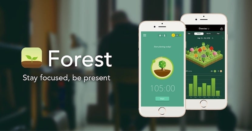 スマホを見ていない間に木が育つ、ForestのアプリのUI（参照）