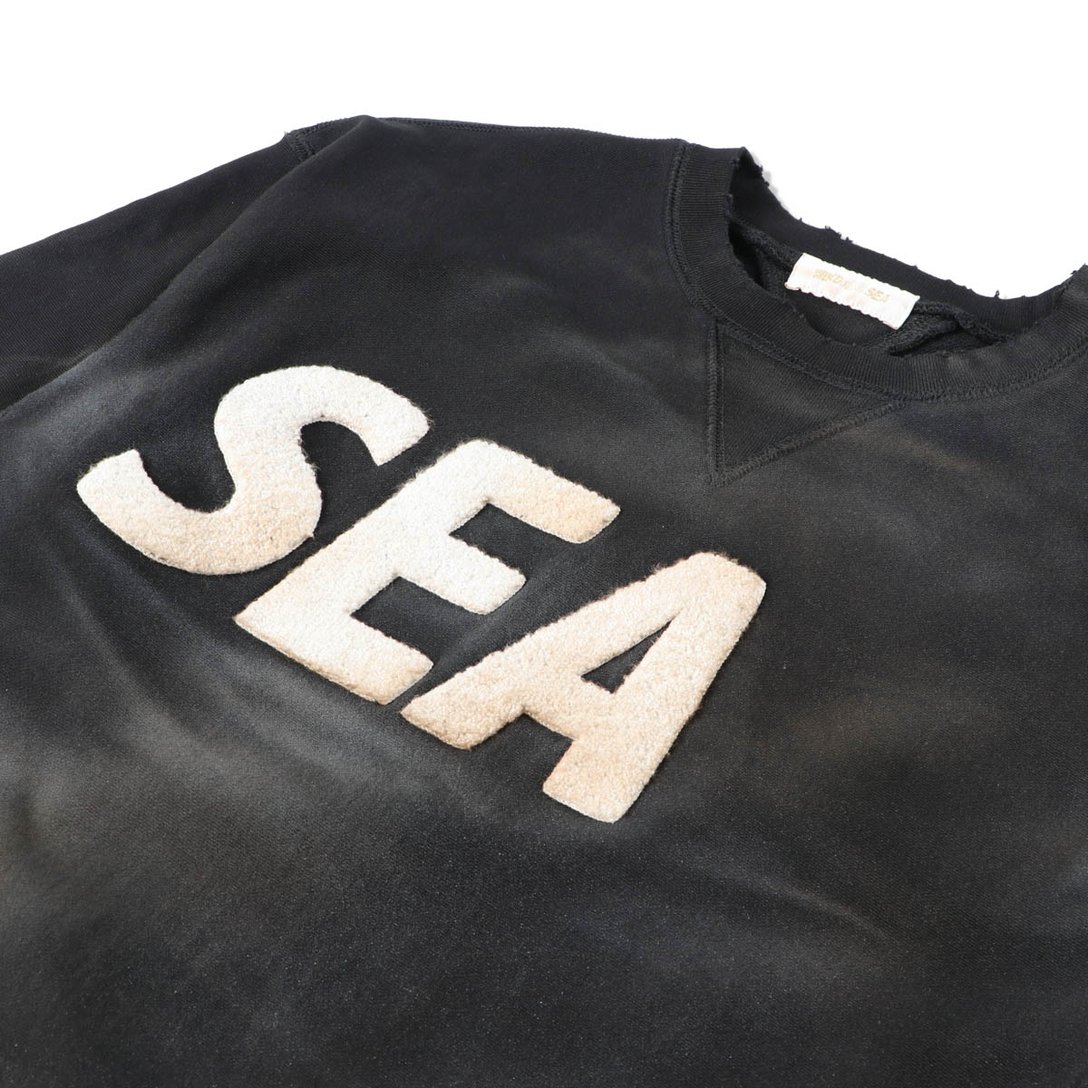 WINDANDSEA DAMAGED CREW NECK / BLACK M tac.bigkuma.com