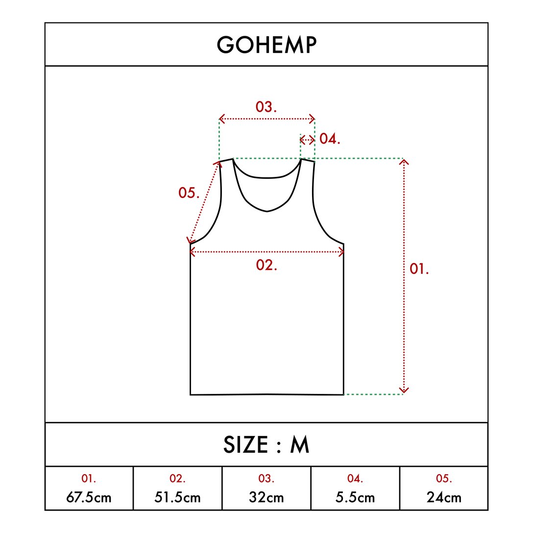 ゴーヘンプのインナーのサイズ表