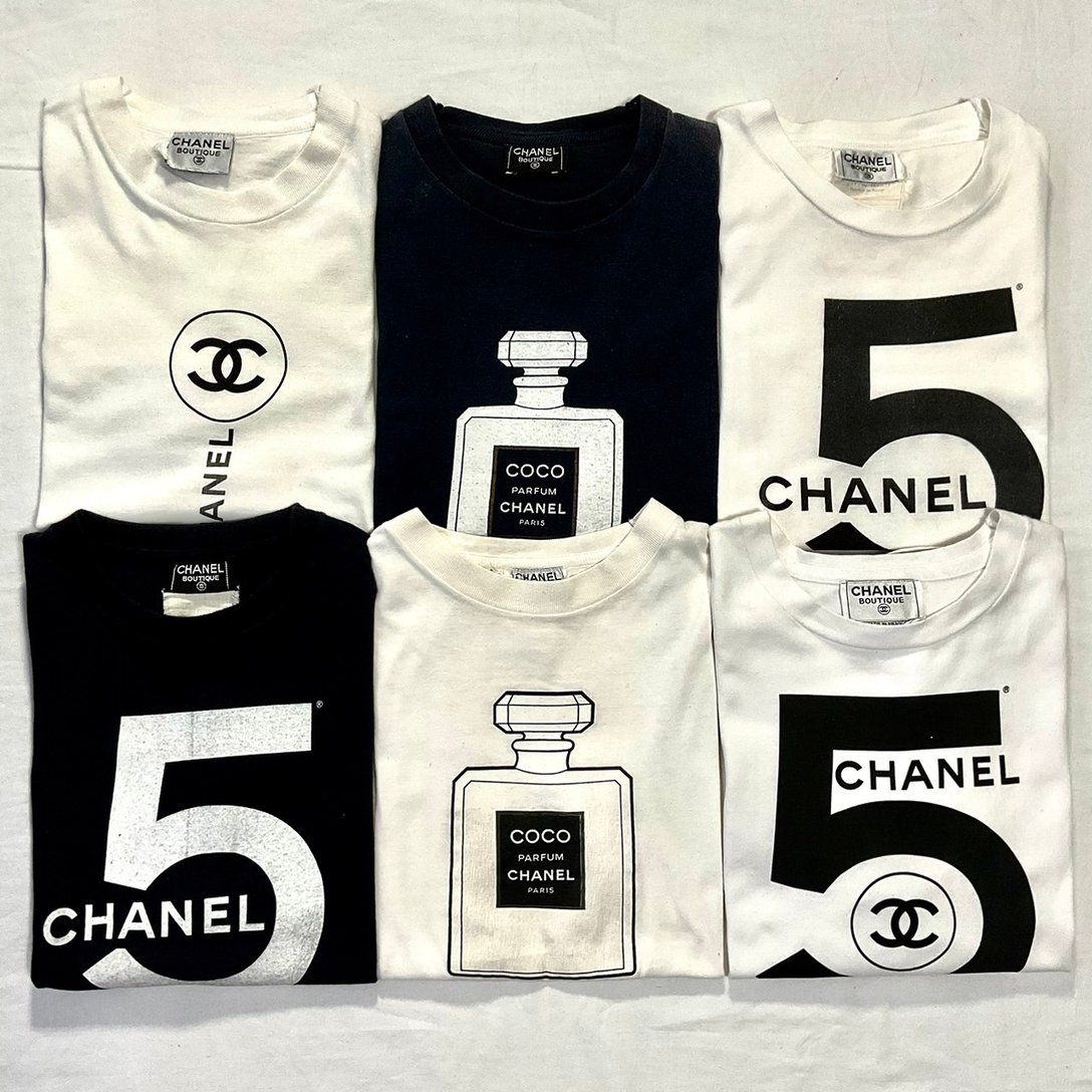 1987 CHANEL “No.5” tees by Karl Lagerfeld